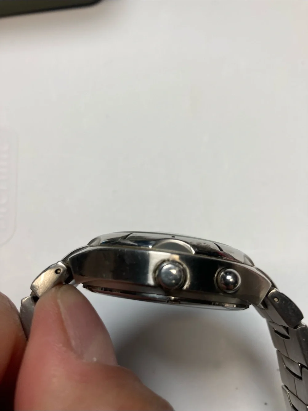 Fossil AM-3535 Kaleido blue and red dial change, stainless, new batteries, tin